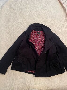 J. Crew Black Blazer Jacket with Pink Floral Lining